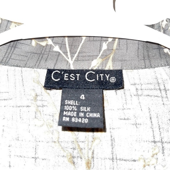 C'est City 100% Silk Woman Blouse Size 4 - Picture 5 of 6